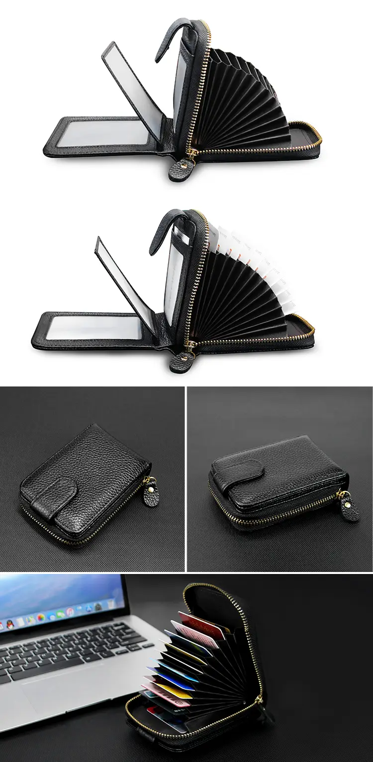 Compact Leather Wallet with Zipper & Snap Closure – Multi-Color Options
