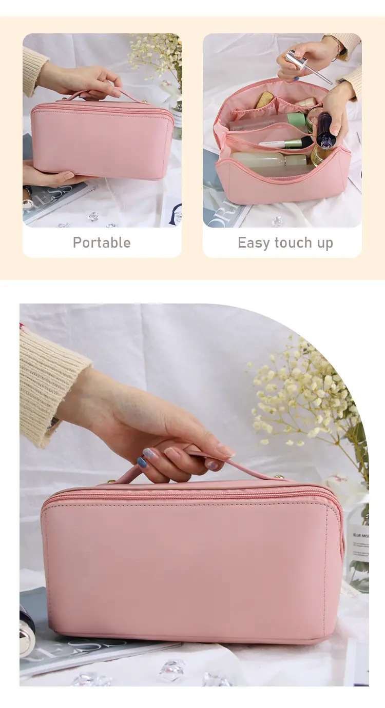 Large-Capacity Rectangular Cosmetic Bag with Multiple Compartments and ...