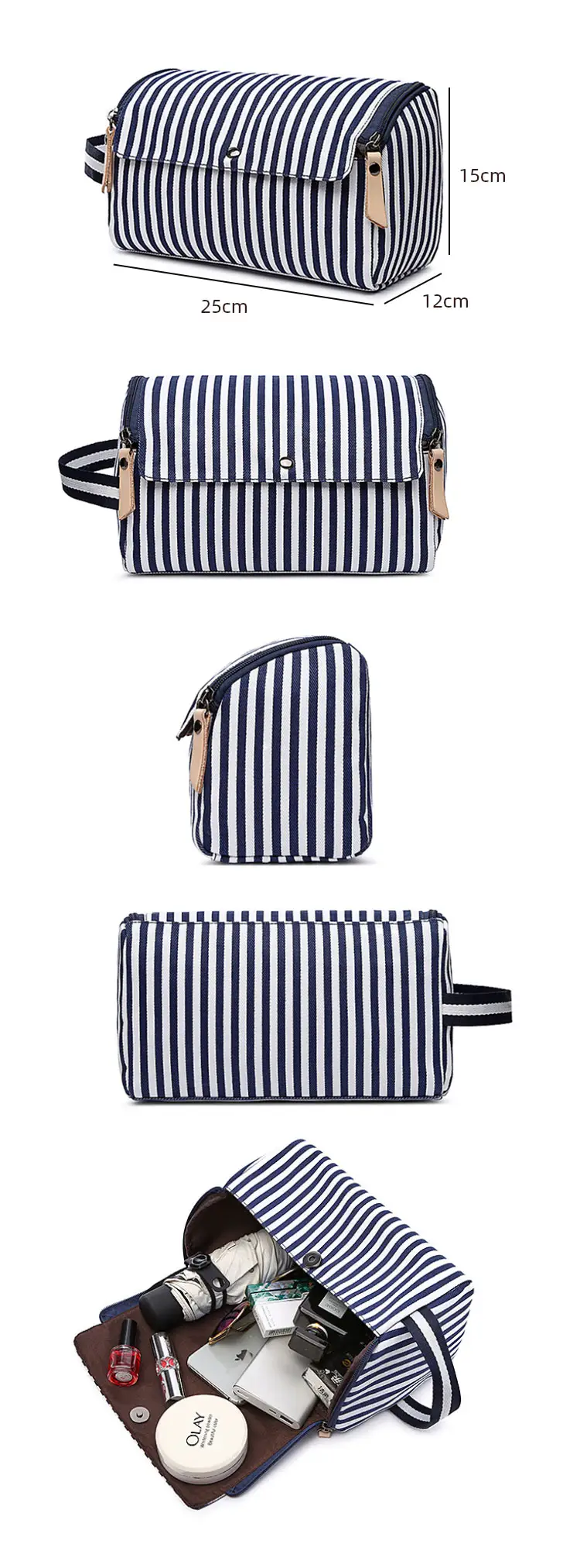 striped-canvas-toiletry-bag-interior-organization striped-canvas-toiletry-bag-interior-organization