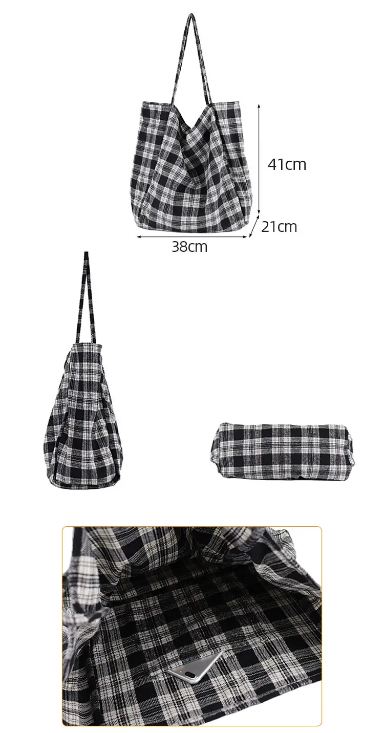 plaid-canvas-tote-bag-csh06-dimensions plaid-canvas-tote-bag-csh06-dimensions