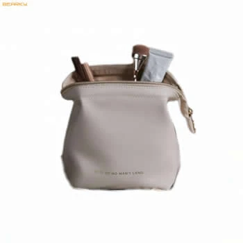 Luxury PU Leather Cosmetic Bag – Elegant Soft-Fold Makeup Organizer