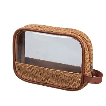 2026 New Arrival Custom Straw Travel Clear Pvc Best Toiletry Bag For Men
