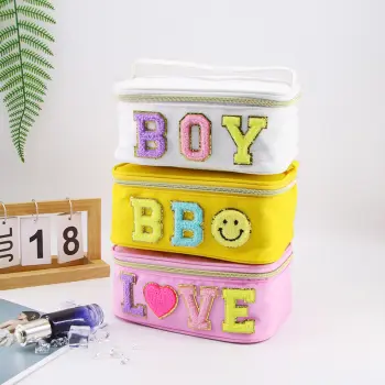 Girly Heart Custom Outdoor Hanging Makeup Bag With Letter Patches