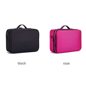 Bearky Polyester Double Layer Multifunction Pink Vintage Makeup Case 