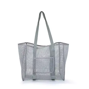 2026 Popular Summer External Zippered Pocket Mesh Big Beach Bag Tote