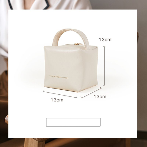 Cube-Shaped PU Leather Cosmetic Bag – Compact Travel Makeup Organizer