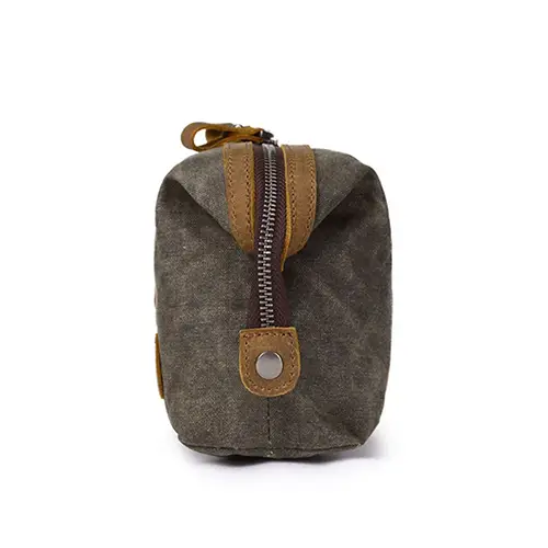 Waxed Canvas Leather Toiletry Bag Manufacturer | Custom Dopp Kit OEM Supplier