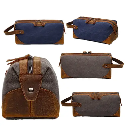 Vintage Canvas and Leather Travel Dopp Kit – Durable and Customizable