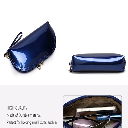 Factory Supply Fashion Patent Leather Makeup Case Luxury Mens Toiletry Bags