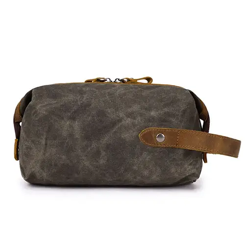 Waxed Canvas Leather Toiletry Bag Manufacturer | Custom Dopp Kit OEM Supplier