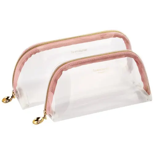 Summer Student Tpu Zip Ladies Makeup Toiletry Bag Protable Makeup Bag Set