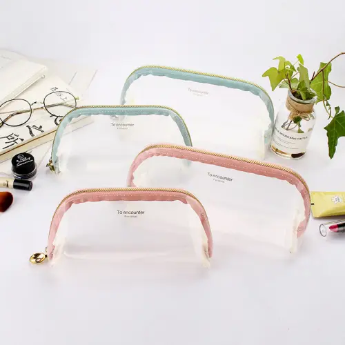Summer Student Tpu Zip Ladies Makeup Toiletry Bag Protable Makeup Bag Set