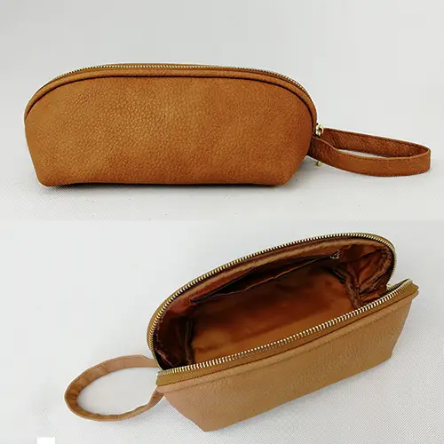Direct Factory Design Leather Dopp Kit Leather Folding Travel Cute Toiletry Bags