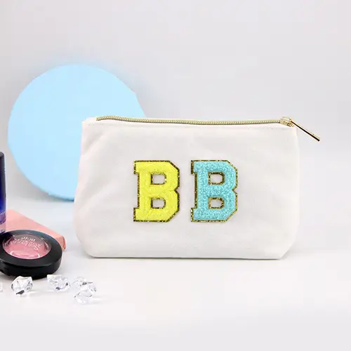 New Simple Women Large Canvas Makeup Bag Solid Color Canvas Make Up Pouch