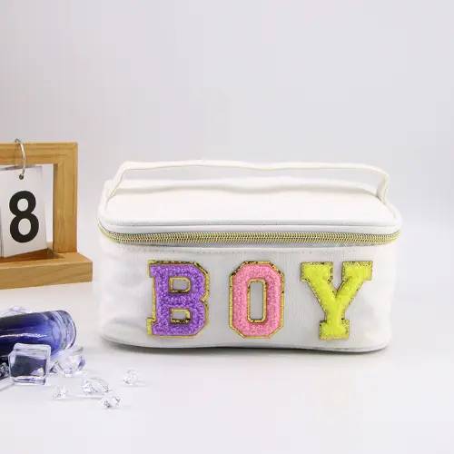 Casual Outing Fashion Kids Portable Letter A Nylon Makeup Pouch Bag