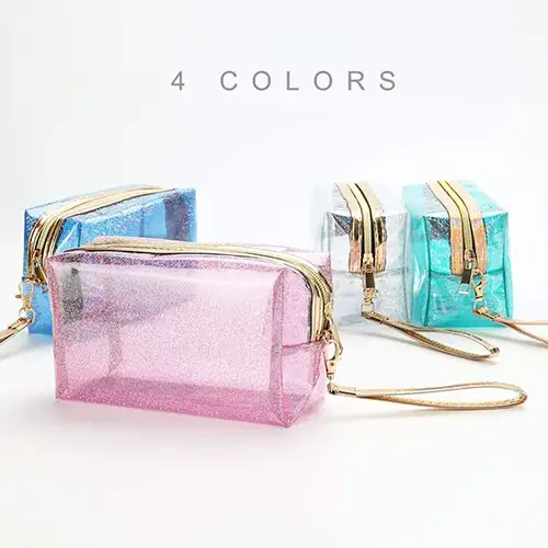 Clear PVC Waterproof Travel Cosmetic Bag for TSA Airport Security & Gym Organization System