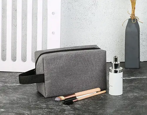 Custom Minimalist Travel Toiletry Bag Grey for Premium Executive & Lifestyle Brands