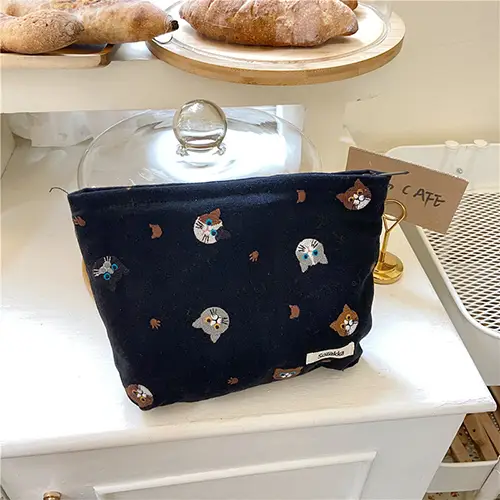 Wholesale Cat Print Cosmetic Bag | Cute & Durable Makeup Organizer for Beauty Brands & Retailers