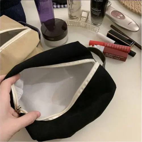 Wholesale Canvas Cube Pouch | Compact & Durable Makeup Bag with Handle for Beauty & Travel