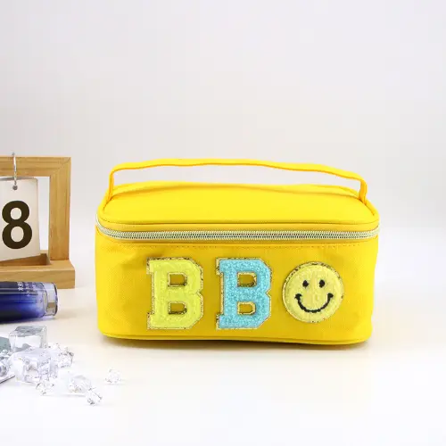 Girly Heart Custom Outdoor Hanging Makeup Bag With Letter Patches