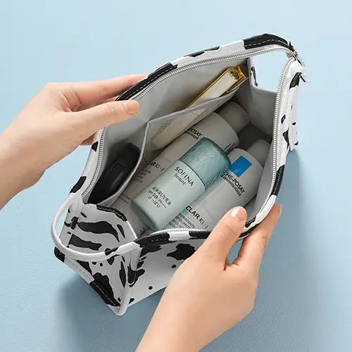 OEM Cow Print PU Leather Makeup Bag Set Manufacturer for Fashion & Beauty Brands