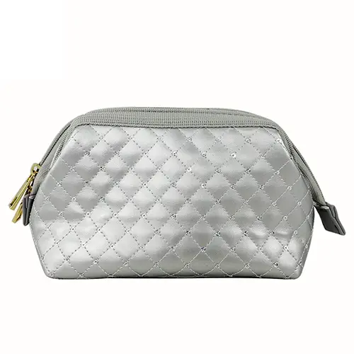 Embroidery Seam Line Grid Vintage Makeup Bag School Outdoor Mini Makeup Pouch