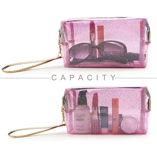 Clear PVC Waterproof Travel Cosmetic Bag for TSA Airport Security & Gym Organization System