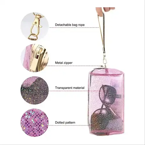 Clear PVC Waterproof Travel Cosmetic Bag for TSA Airport Security & Gym Organization System