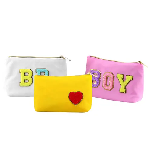 New Simple Women Large Canvas Makeup Bag Solid Color Canvas Make Up Pouch
