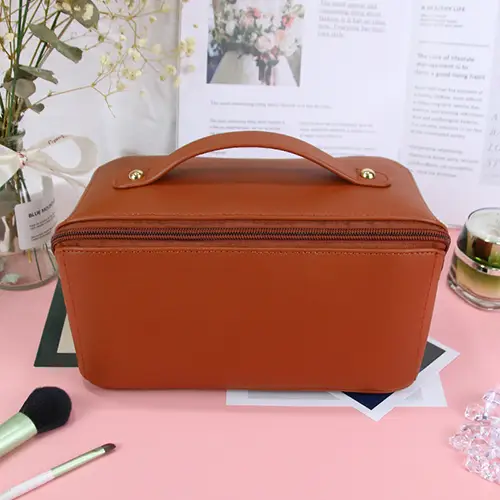 Bearky New Portable Organ Pillow Travel PU Leather Makeup Cosmetic Bag For Travel