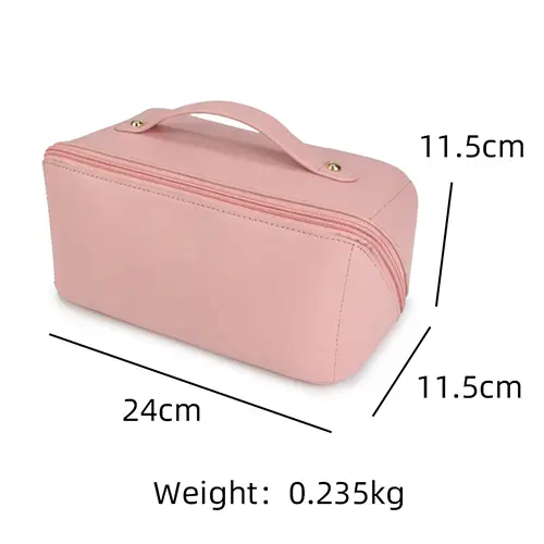 Custom Multi Compartment PU Leather Cosmetic Bag for Travel & Beauty Storage