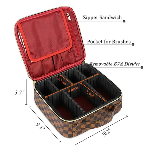 Custom Pink Checkered Makeup Organizer With Adjustable Compartments | OEM Cosmetic Bag Manufacturer