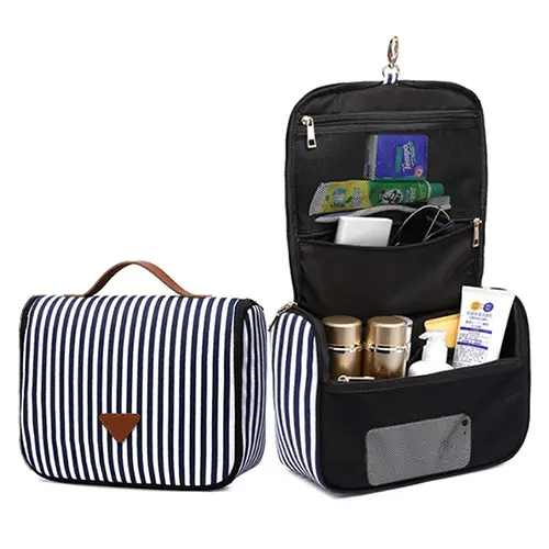 Travel Fabric Shampoo Hanging Cosmetic Bag Cotton Canvas Personalized Dopp Kit