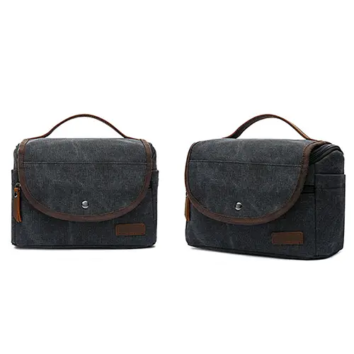 Custom Vintage Canvas Toiletry Bag with Front Flap & Handle (OEM/ODM)