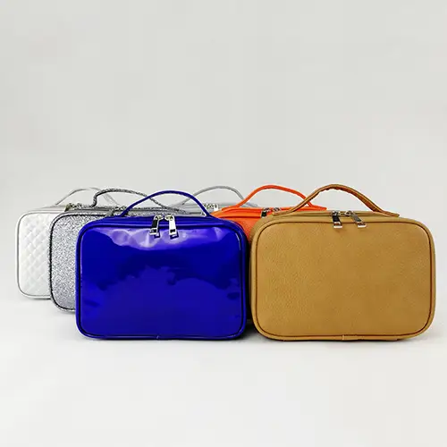 Custom Glossy PU Leather Travel Cosmetic Bag Manufacturer for Beauty Brands & Travel Kits
