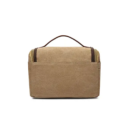 Custom Vintage Canvas Toiletry Bag with Front Flap & Handle (OEM/ODM)