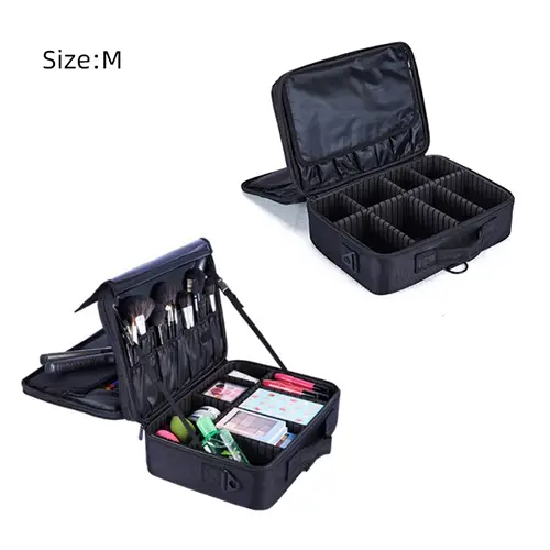 Bearky Polyester Double Layer Multifunction Pink Vintage Makeup Case 