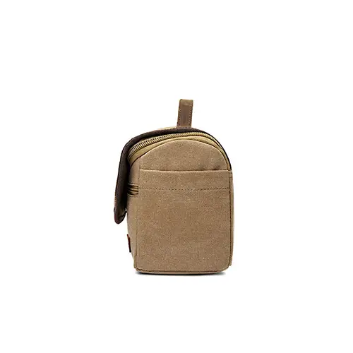Custom Vintage Canvas Toiletry Bag with Front Flap & Handle (OEM/ODM)