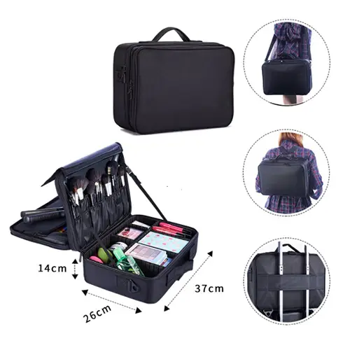 Bearky Polyester Double Layer Multifunction Pink Vintage Makeup Case 