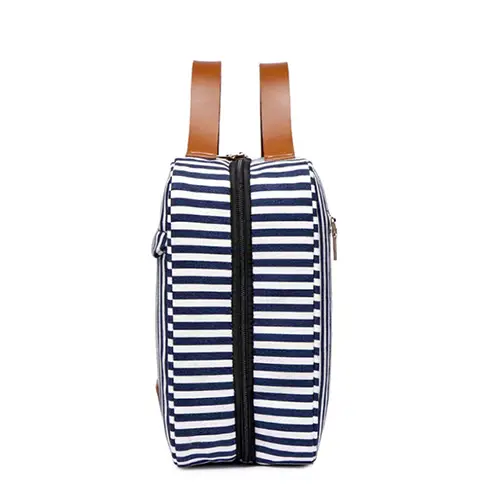 2026 Summer New Zipper Travel Stripe Canvas Weekender Large Makeup Case Bag