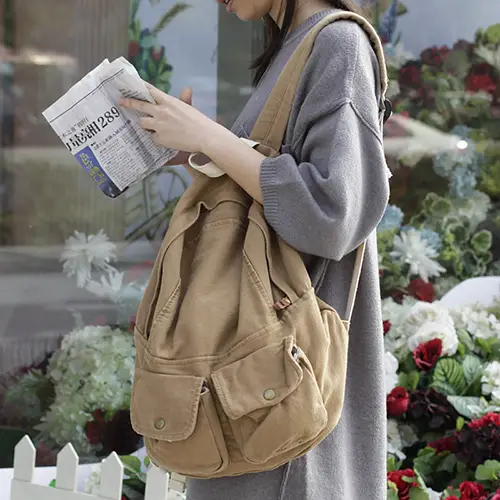 Stylish Canvas Backpack with Dual Front Pockets